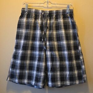 Plaid Black and White Men's Shorts